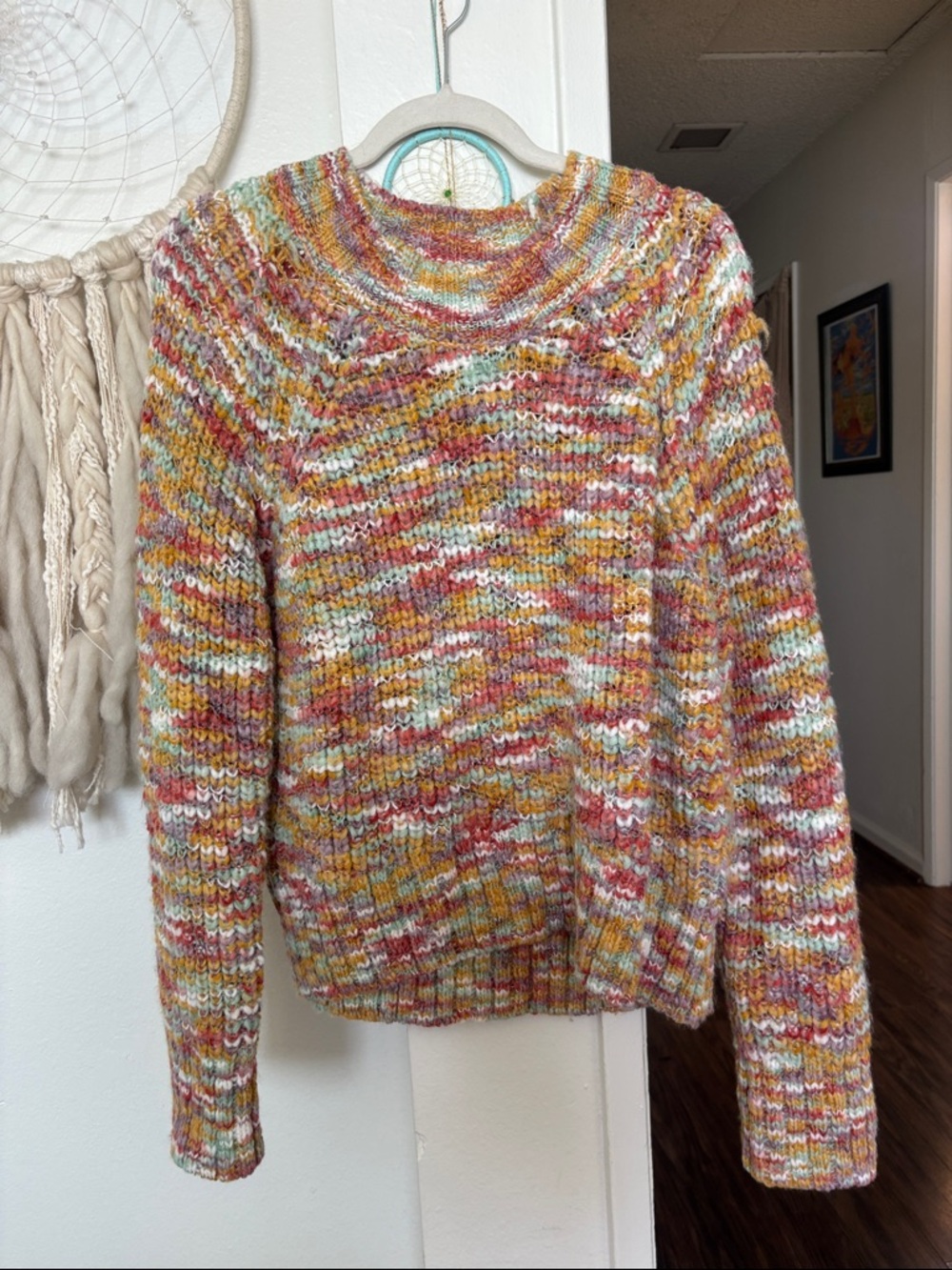 Rip Curl Multicolor Crewneck Sweater in Cream, Yellow & Pink